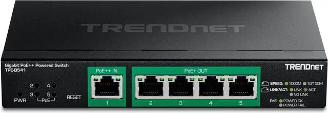 Alt view image 6 of 11 - TRENDnet 5-Port Gigabit PoE++ Powered Managed Switch with PoE Passthrough, TPE-B541, 1 x Gigabit PoE++ Input, 4 x Gigabit PoE+ Output, 60W PoE Budget, NDAA TAA Compliant, Lifetime Protection