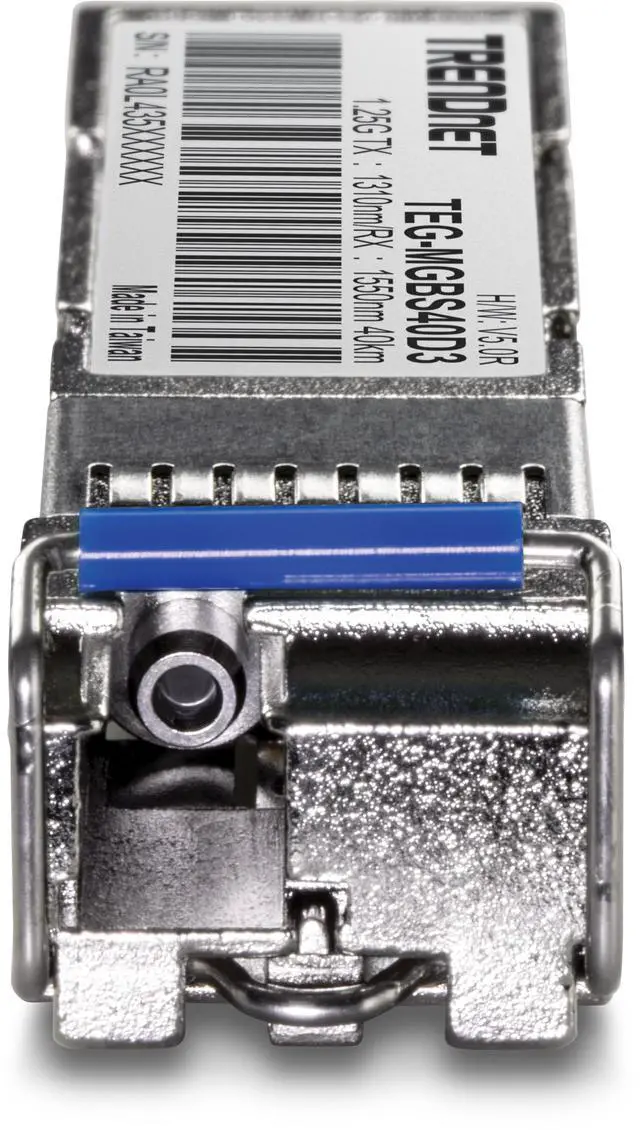 Alt view image 4 of 5 - TRENDnet SFP to RJ45 Dual Wavelength Single-Mode LC Module, TEG-MGBS40D3, Must Pair with TEG-MGBS40D5 or a Compatible Module, Up to 40km (24.85 miles), Standard SFP Slot Compatible, Lifetime Protectio