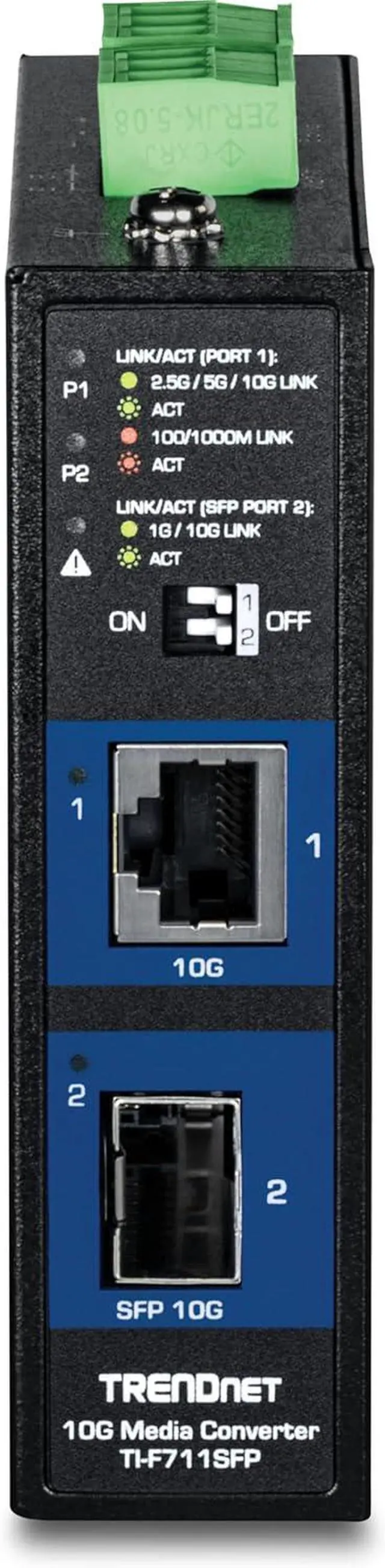 Alt view image 3 of 6 - TRENDnet Industrial 10G SFP+ Media Converter, TI-F711SFP, 1 x 10G SFP+ Port, 1 x 10G Ethernet Port, Extreme Temperature IP50 Rated, NDAA TAA Compliant for Government use