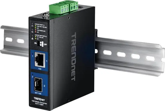 Alt view image 5 of 6 - TRENDnet Industrial 10G SFP+ Media Converter, TI-F711SFP, 1 x 10G SFP+ Port, 1 x 10G Ethernet Port, Extreme Temperature IP50 Rated, NDAA TAA Compliant for Government use