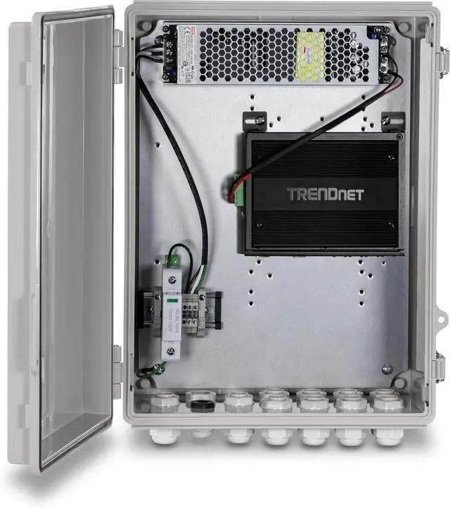 Alt view image 4 of 7 - TRENDnet Outdoor IP68 Weatherproof Enclosure with 350W Power  Supply, TI-CA4K, IK10 Impact Protection, Power Supply Supports up to  350W (55V DC, 6.3A), 20kA @ 8/20 s Surge Protection
