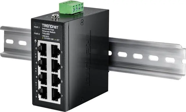 Alt view image 13 of 14 - TRENDnet 8-Port Industrial Fast Ethernet DIN-Rail Mini Switch, TI-ELC80, 8 x 10/100Mbps Ports, IP30 Rated Housing, 1Gbps Switching Capacity, Black