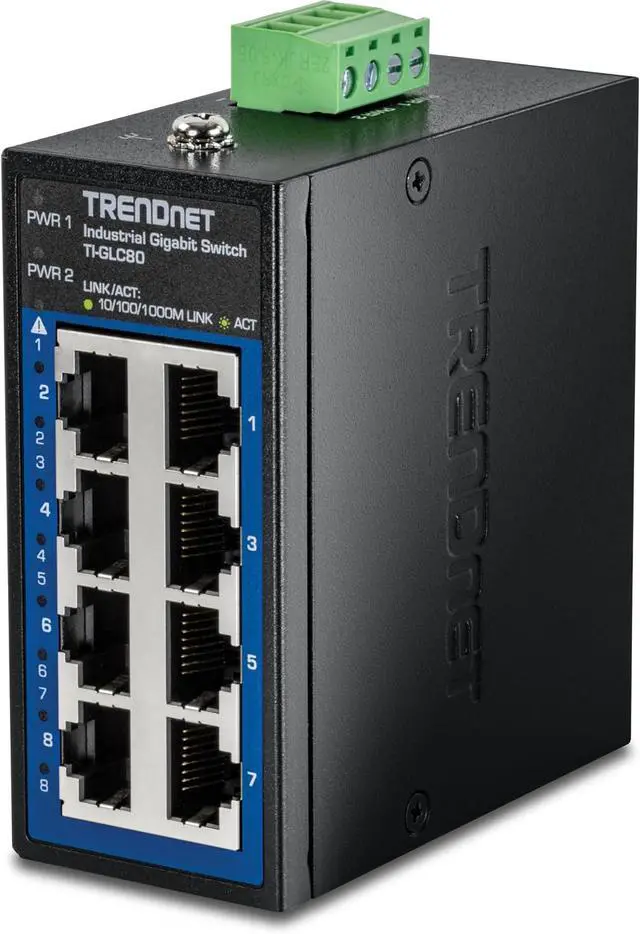 Alt view image 8 of 14 - TRENDnet 8-Port Industrial Gigabit DIN-Rail Mini Switch, TI-GLC80, 8 x Gigabit Ports, Extreme Temperature IP30 Rated, 16Gbps Switch Capacity, Black