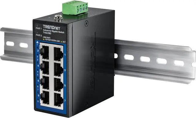 Alt view image 12 of 14 - TRENDnet 8-Port Industrial Gigabit DIN-Rail Mini Switch, TI-GLC80, 8 x Gigabit Ports, Extreme Temperature IP30 Rated, 16Gbps Switch Capacity, Black