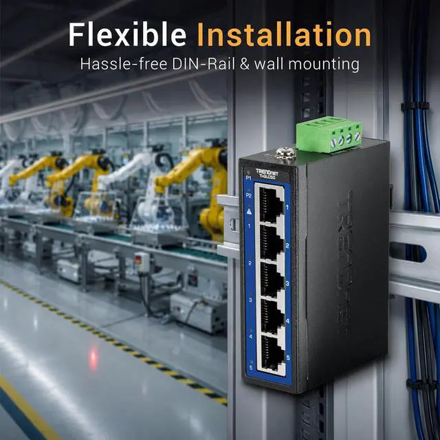 Alt view image 4 of 7 - TRENDnet TI-GLC50, 5-Port Industrial Gigabit DIN-Rail Mini Switch