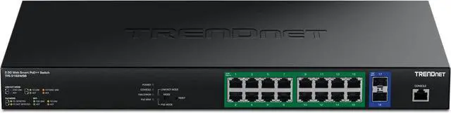 Alt view image 5 of 6 - TRENDnet 18-Port 2.5G PoE++ Web Smart Switch with 10G SFP+ Slots, TPE-3182WSB, NDAA & TAA Compliant, 450W Power Budget, Remote Cloud Management, 16 x 2.5Gb Ports, 2 x 10G SFP+, Lifetime Protection