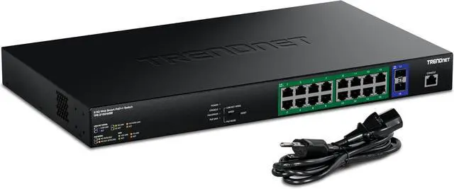 Alt view image 6 of 6 - TRENDnet 18-Port 2.5G PoE++ Web Smart Switch with 10G SFP+ Slots, TPE-3182WSB, NDAA & TAA Compliant, 450W Power Budget, Remote Cloud Management, 16 x 2.5Gb Ports, 2 x 10G SFP+, Lifetime Protection