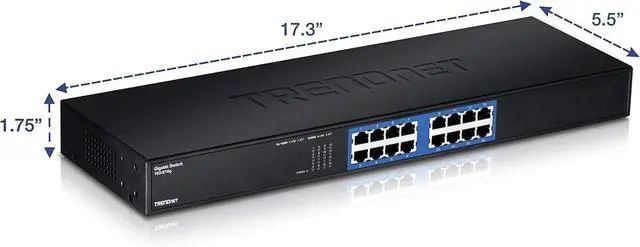 Alt view image 3 of 6 - TRENDnet 16-Port Unmanaged Gigabit GREENnet Switch, 16 x RJ-45 Ports, 32Gbps Switching Capacity, Fanless, Rack Mountable, Network Ethernet Switch, Lifetime Protection, Black, TEG-S16G