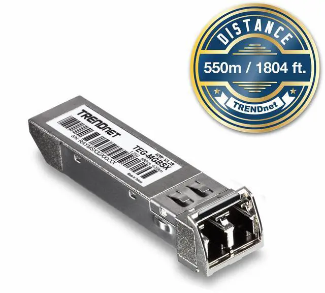 Alt view image 6 of 6 - TRENDnet SFP Multi-Mode LC Module, Up To 550m (1804 Ft), Mini-GBIC, Hot Pluggable, IEEE 802.3z Gigabit Ethernet, Supports Up To 1.25 Gbps, Lifetime Protection, Silver, TEG-MGBSX