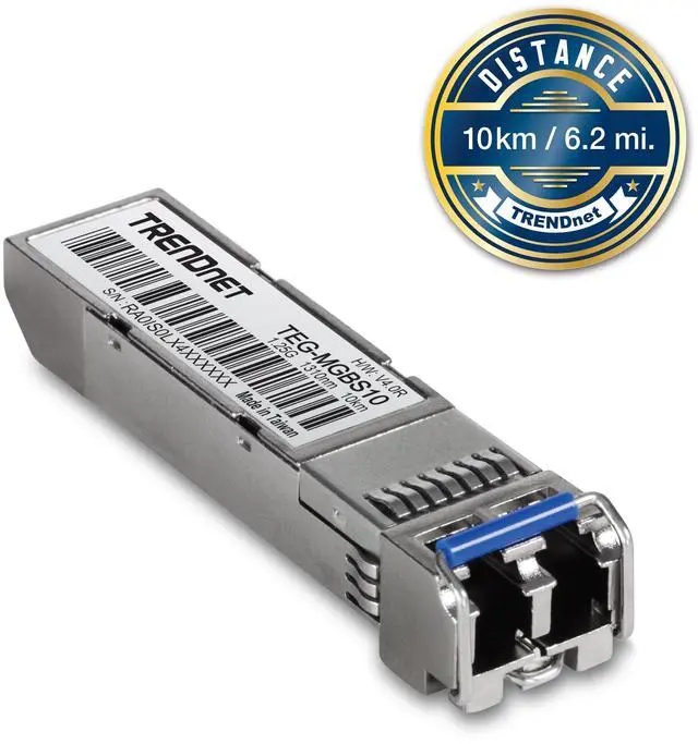 Alt view image 3 of 5 - TRENDnet SFP to RJ45 Mini-GBIC Single-Mode LC Module, TEG-MGBS10, For Single Mode Fiber, Distances up to 10km (6.2 Miles), Gigabit SFP Module, IEEE 802.3z Gigabit Ethernet, Lifetime Protection