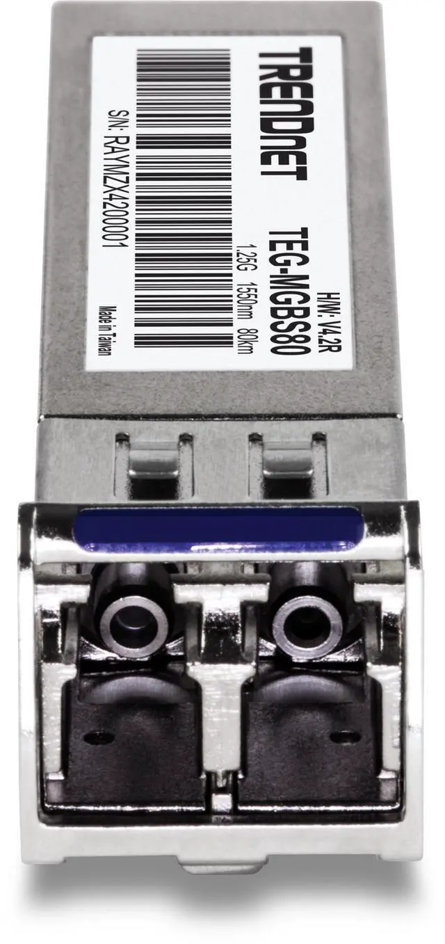 Alt view image 4 of 6 - TRENDnet SFP to RJ45 Mini-GBIC Single-Mode LC Module, TEG-MGBS80, Mini-GBIC Module for Single Mode Fiber, LC Connector Type, Up to 80 Km (49.7 Miles), 1.25Gbps Gigabit Ethernet, Lifetime Protection