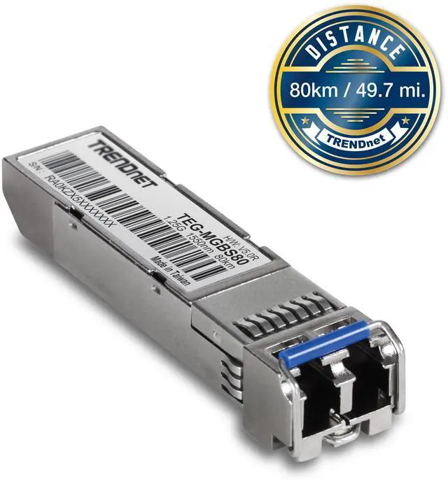 Alt view image 3 of 6 - TRENDnet SFP to RJ45 Mini-GBIC Single-Mode LC Module, TEG-MGBS80, Mini-GBIC Module for Single Mode Fiber, LC Connector Type, Up to 80 Km (49.7 Miles), 1.25Gbps Gigabit Ethernet, Lifetime Protection
