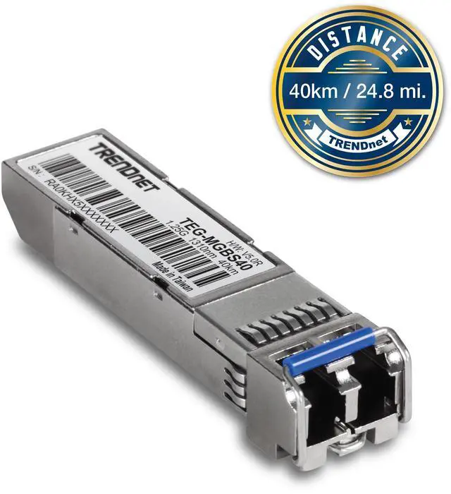 Alt view image 3 of 6 - TRENDnet SFP to RJ45 Mini-GBIC Single Mode LC Module, TEG-MGBS40, Up to 40 km, Single-mode Fiber, LC Connector-Type, Connect with a Standard Mini-GBIC Slot, Duplex LC Connector, Lifetime Protection