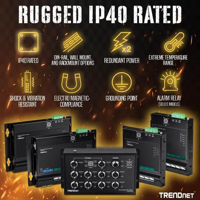 Alt view image 3 of 7 - TRENDnet TI-PG80F,  8-Port Industrial Gigabit PoE+ Wall-Mounted Front
 Access Switch