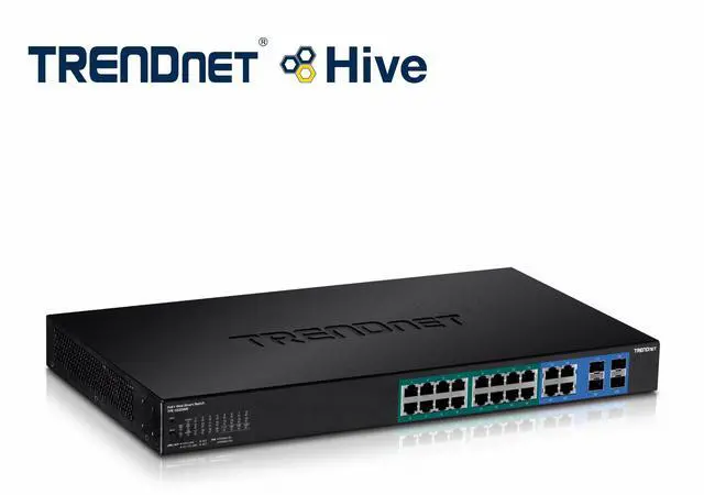 Alt view image 7 of 7 - TRENDnet 20-Port Gigabit PoE+ Web Smart PoE+ Switch, 16 x Gigabit PoE+ Ports, 4 x Shared Gigabit Ports, Up To 30W Per Port, 185W Total Power Budget, Rack Mountable, Black, TPE-1620WS