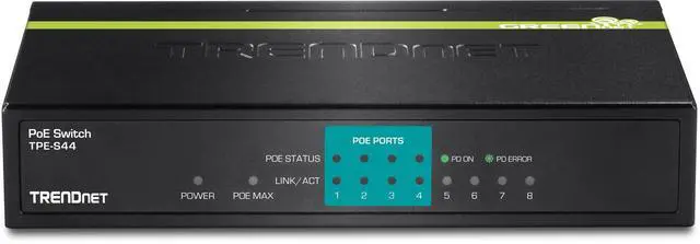 Alt view image 6 of 7 - TRENDnet 8-Port 10/100Mbps PoE Switch, 4 x 10/100 Ports, 4 x 10/100 PoE Ports, 30W PoE Power Budget, 1.6 Gbps Switching Capacity, 802.3af, Lifetime Protection, Black, TPE-S44