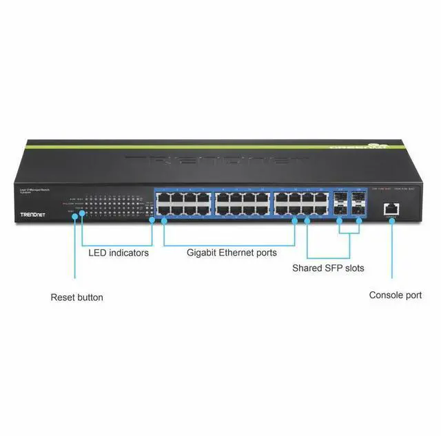 Alt view image 3 of 6 - TRENDnet TL2-G244 24-port Gigabit Layer 2 Switch