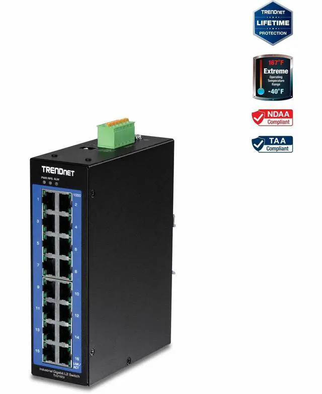 Main image of TRENDnet TI-G160i1 6-Port Industrial Gigabit L2 Managed DIN-Rail Switch