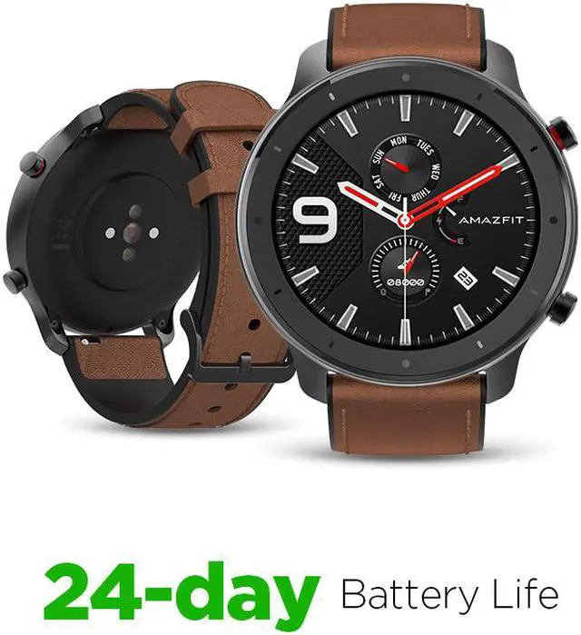 Alt view image 4 of 13 - Amazfit GTR Smartwatch with GPS+GLONASS, All-Day Heart Rate Monitor, Daily Activity Tracker Rate and Activity Tracking, 24-Day Battery Life, 12- Sport Modes, 47mm, Aluminium Alloy