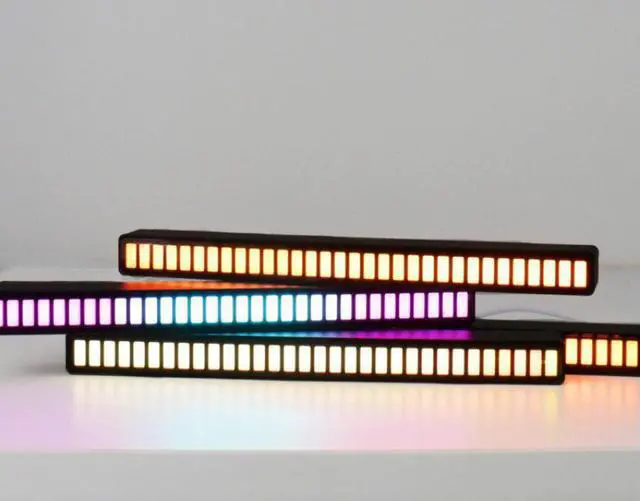 Alt view image 4 of 5 - rgb voice-activated pickup rhythm light desktop electronic car voice-activated atmosphere colorful usb level spectrum music light black 40 lamp beads [225*16*18.5mm]