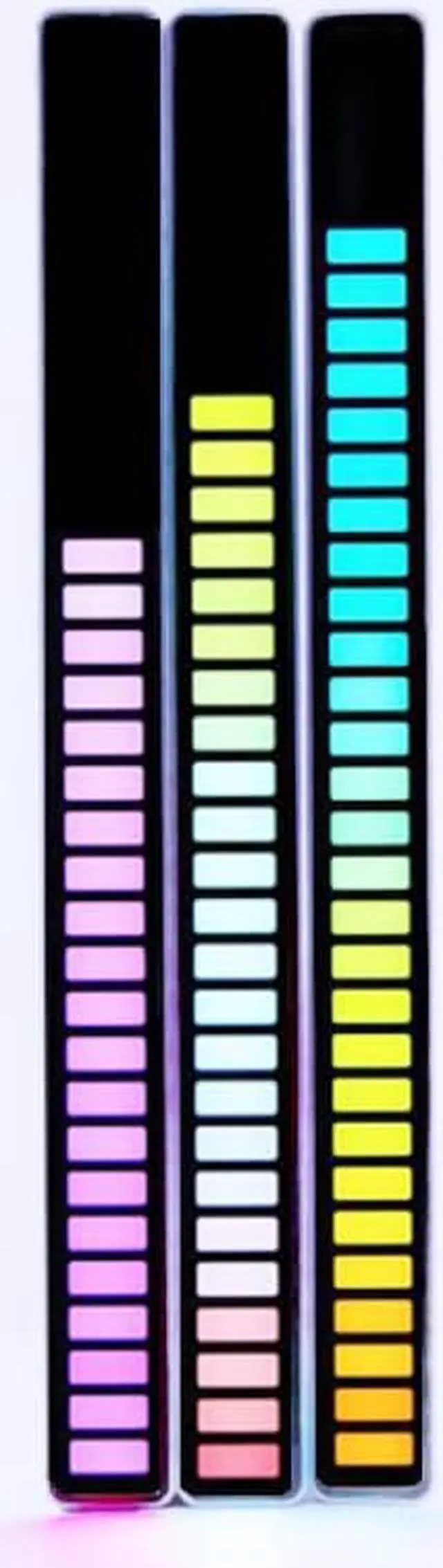 Alt view image 2 of 5 - rgb voice-activated pickup rhythm light desktop electronic car voice-activated atmosphere colorful usb level spectrum music light black 40 lamp beads [225*16*18.5mm]