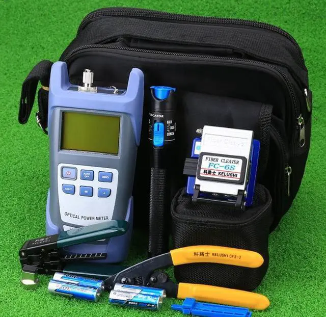 Main image of Corus fiber cold splicing tool set cutting knife pigtail jumper red light pen leather wire stripper stripper optical power meter