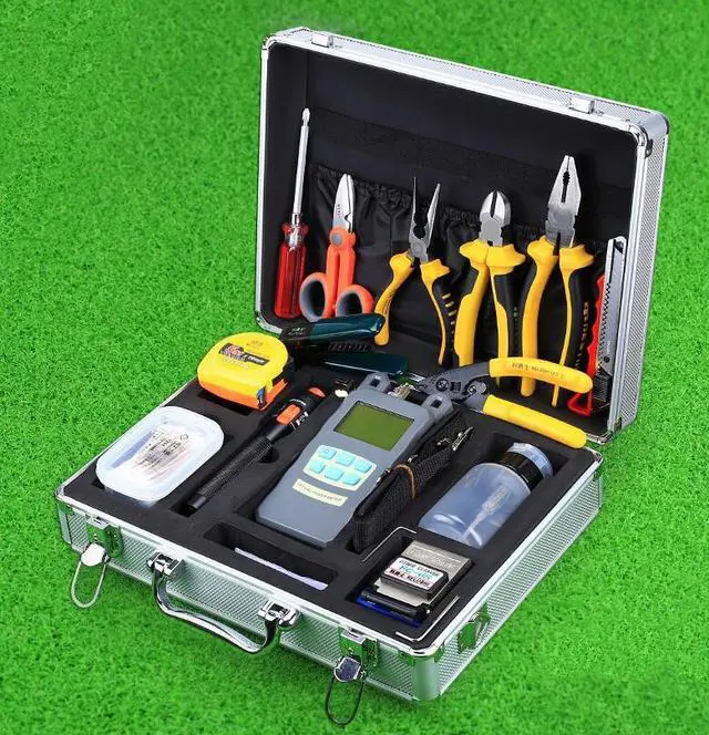 Main image of Colus FTTH cold connection tool box leather cable optical fiber home tool set combination optical power meter red light pen fiber cutting knife stripper tool pliers