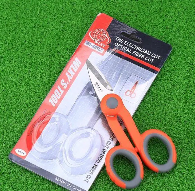 Alt view image 5 of 5 - Colus fiber Kevlar scissors fiber optic aramid fiber pigtail jumper fiber scissors plastic non-slip handle FTTH fiber into the home cold junction hot melt tool sharp serrated blade