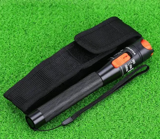 Alt view image 3 of 5 - Colus 10km optical fiber red light pen red light source fiber optic pen aluminum alloy leather cable optical cable pass light pen visual fault detector light pen tester 10mw cold connection tool