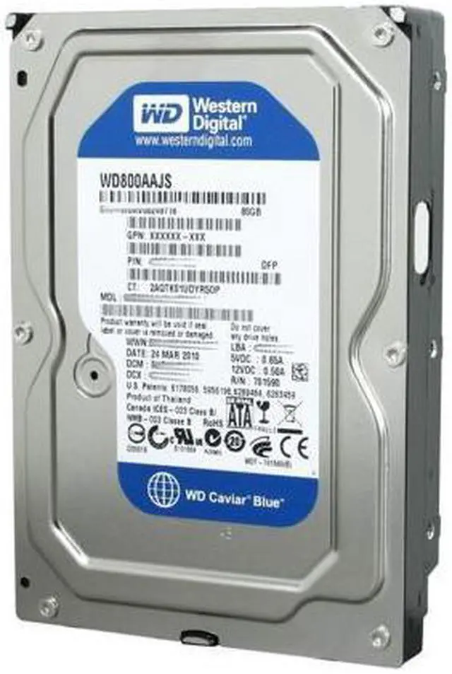 Alt view image 2 of 3 - WD WD800AAJS Caviar Blue WD800AAJS 80 GB Hard Drive - 3.5" Internal - SATA (SATA/300)
