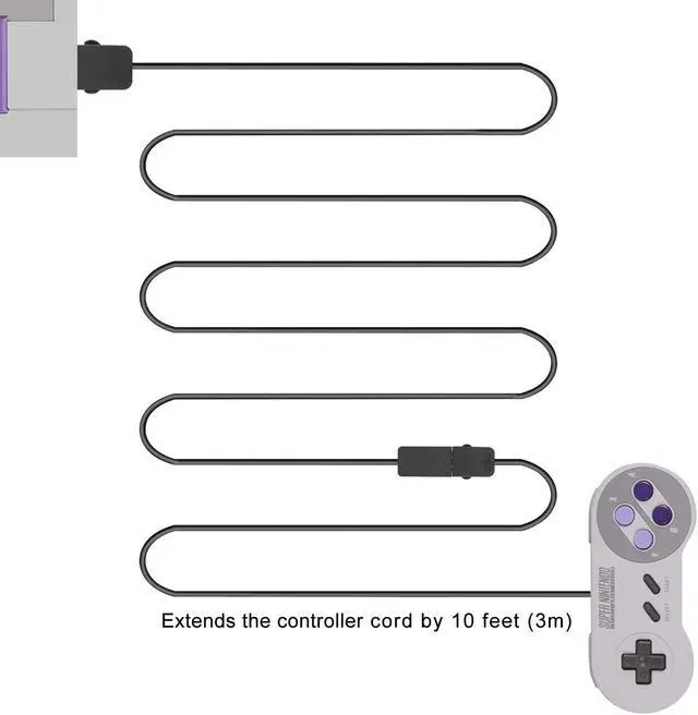 Alt view image 3 of 7 - 2 Packs SNES Classic Controller Extension Cable 3M / 10 ft Super NES Classic Extension Power Cord for Super Nintendo Classic Edition Controller 2017 and Nintendo NES Classic Mini 2016
