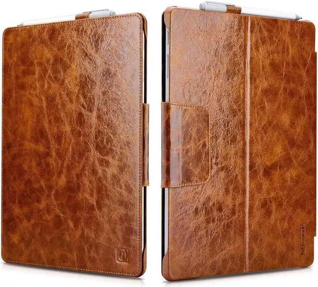 Main image of Surface Pro 4 Case Vintage Series Genuine Leather Folio Cover with Pen Holder Stand for Microsoft Surface Pro 4 2015 / Surface Pro 2017 Original Keyboard