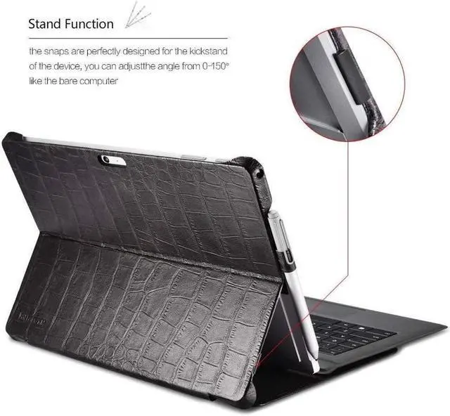 Alt view image 2 of 7 - Surface Pro 4 Case Vintage Series Genuine Leather Folio Cover with Pen Holder Stand for Microsoft Surface Pro 4 2015 / Surface Pro 2017 Original Keyboard