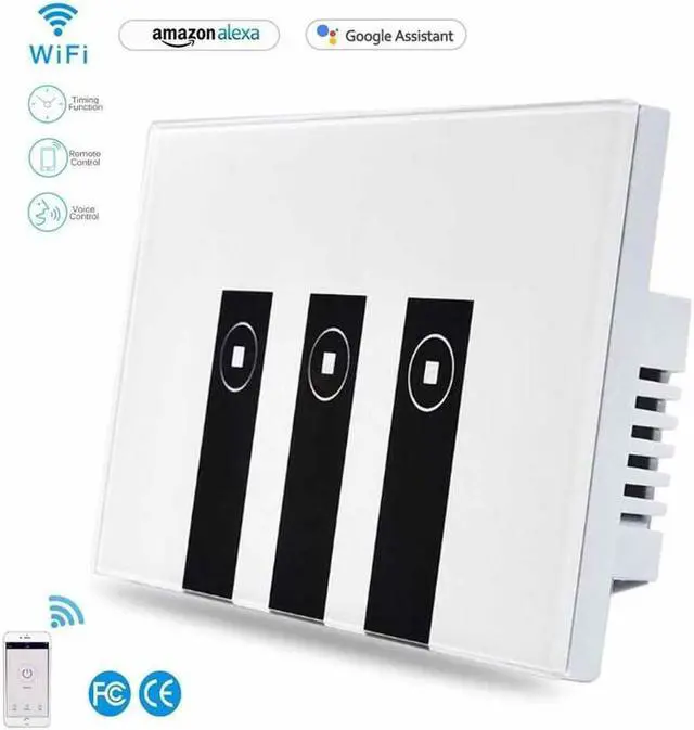 Main image of Smart Switch, Werleo WIFI Smart Wall Light Switch 3 Gang Wireless in Wall Switch Glass Touch Panel Plate Compatible with Alexa Echo Google Home Remote Control Lights by Android IOS APP Timing Function