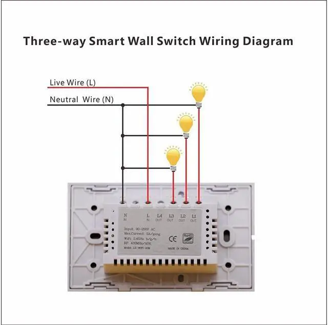 Alt view image 5 of 7 - Smart Switch, Werleo WIFI Smart Wall Light Switch 3 Gang Wireless in Wall Switch Glass Touch Panel Plate Compatible with Alexa Echo Google Home Remote Control Lights by Android IOS APP Timing Function