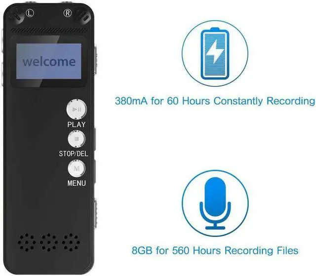 Alt view image 2 of 7 - Digital Voice Recorder [2018 Upgraded Version] Audio Recorder for Lectures 8GB PCM Linear Sound Recorder with Micro USB & MP3 Player Microphone Noise Reduction --By Werleo (black Recorder)