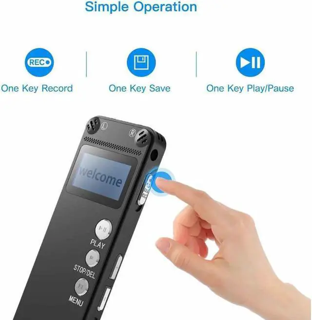 Alt view image 5 of 7 - Digital Voice Recorder [2018 Upgraded Version] Audio Recorder for Lectures 8GB PCM Linear Sound Recorder with Micro USB & MP3 Player Microphone Noise Reduction --By Werleo (black Recorder)