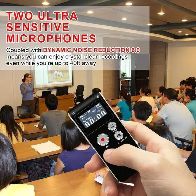 Alt view image 3 of 7 - Digital Voice Activated Recorder USB Rechargeable 8GB Sound Audio Recorder Dictaphone for Lectures Meetings With Double Microphone Noise Reduction Audio Sound Portable Mini Tape Dictaphone MP3