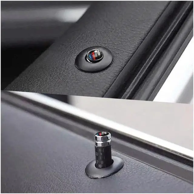 Alt view image 4 of 4 - Generic 4 PCS BMW Motorsport Carbon Fiber Accessories Steel Car Lock Modified Door Pin M
