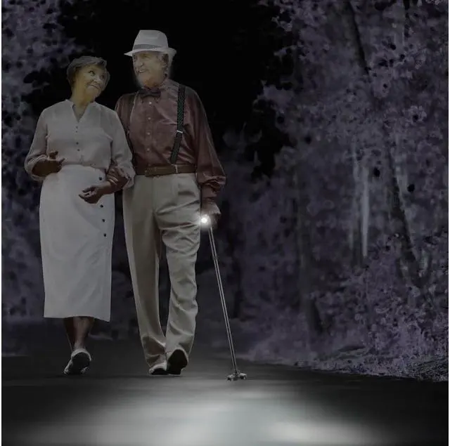Alt view image 2 of 7 - Folding Cane Walking Stick for Men Women Aluminum Alloy Cushion Handle LED Light