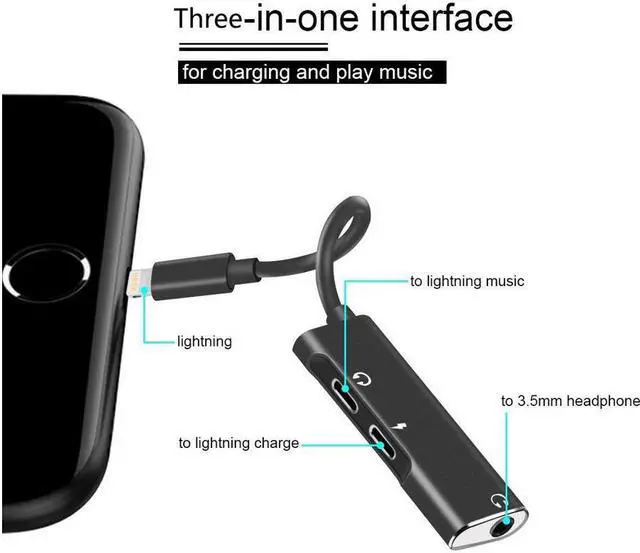 Alt view image 3 of 7 - For iPhone X 8 7 6 Plus Splitter Dual Lightning Adapter Headphone Audio Charger