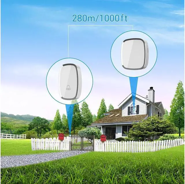 Alt view image 7 of 7 - Wireless Doorbell Remote Ring Door Bell Chime 2 Plugin Receivers 1 Push Button