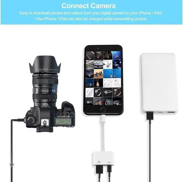 Alt view image 2 of 7 - Lightning to USB Camera Adapter Lightning to USB 3.0 Female Cable iPad iPhone