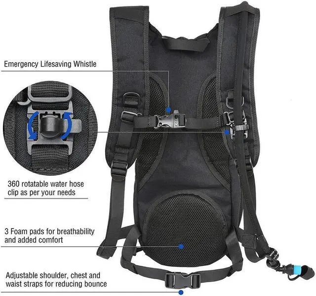 Alt view image 3 of 7 - Tactical Hydration Pack Backpack 900D with 3L Water Bladder for Hiking Climbing