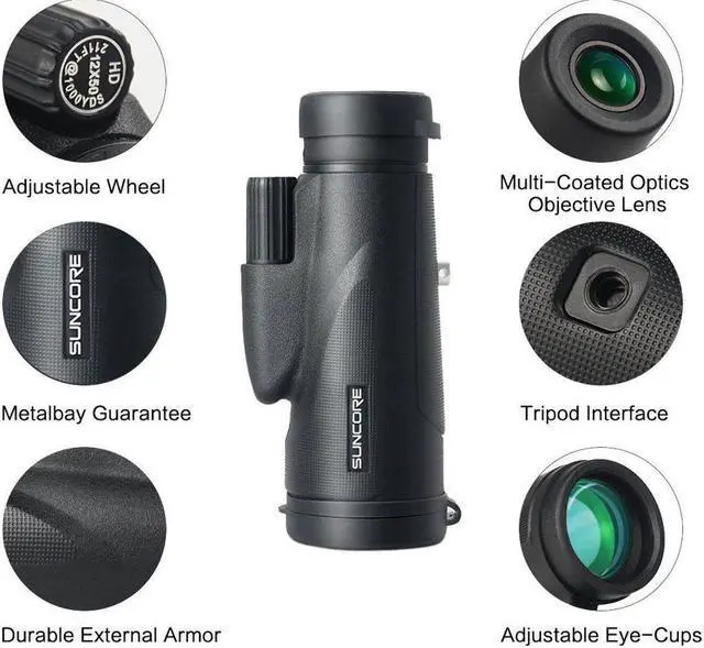 Alt view image 3 of 7 - High Power Waterproof Monocular Telescope Scope 12×50 with Phone Adapter Tripod