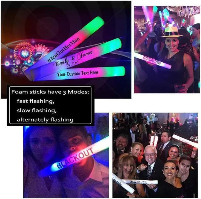 Alt view image 5 of 7 - 22pcs LED Glow Stick Multi Color Changing 3 Modes Flashing Foam Sticks LED Party Supplies Light Baton Wands for Party Festivals Raves Birthday Children Toy