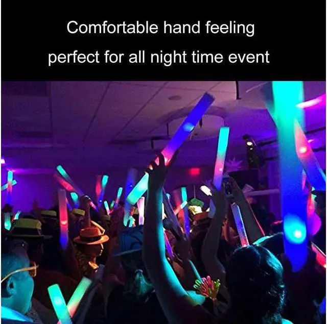Alt view image 2 of 7 - 22pcs LED Glow Stick Multi Color Changing 3 Modes Flashing Foam Sticks LED Party Supplies Light Baton Wands for Party Festivals Raves Birthday Children Toy