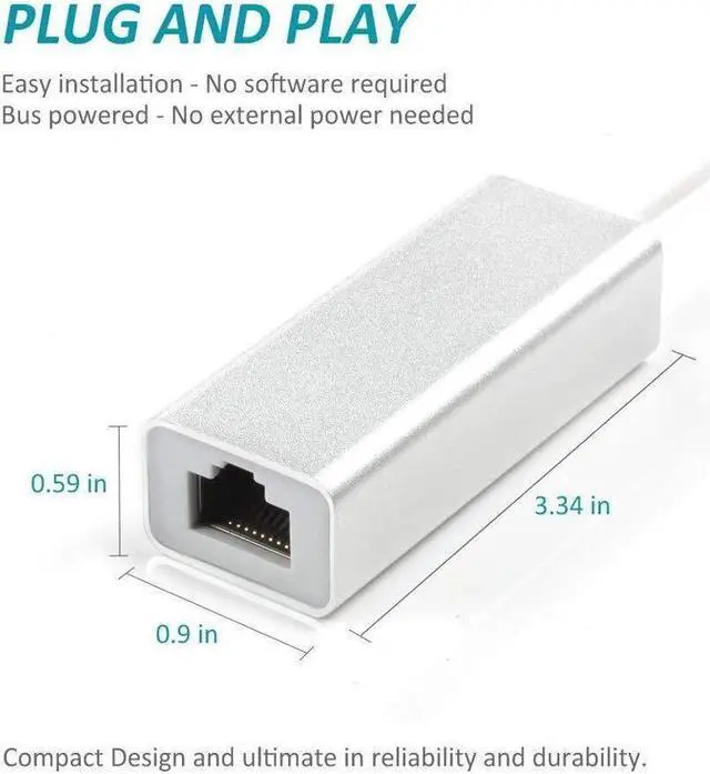 Alt view image 4 of 7 - Lightning to RJ45 Ethernet LAN Network Adapter for iPhone iPad iPhone Ethernet Adapter Lightning to Wired Network Cable Connector 10 / 100Mbps High Speed Required iOS 10.0 or Up