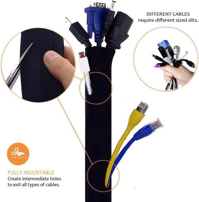 Alt view image 2 of 7 - New Design PREMIUM Cable Management Sleeve Best Cords Organizer System for TV Computer Office Home Entertainment DIY Adjustable Black & White Cord Sleeves Wire Cover Concealer Wrap