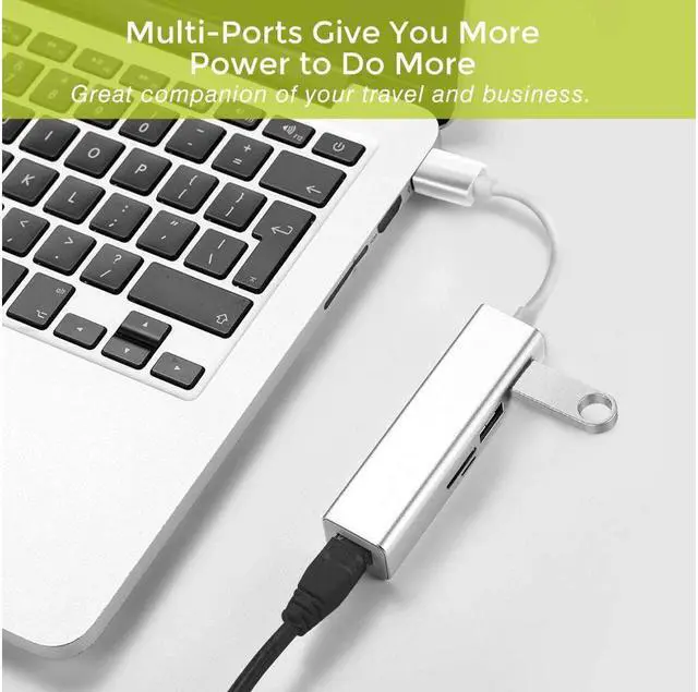 Alt view image 7 of 7 - USB Hub, 5 in 1 USB 3.0 to Ethernet Hub Adapter, USB 3.0 Adapter with SD/TF Card Reader, RJ45 Gigabit Network, 2 USB 3.0 Ports for Macbook Surface Pro Chromebook, Support Mac OS Windows Linux